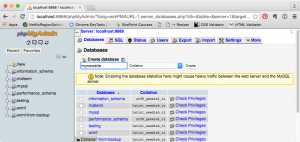 phpMyAdmin databases tab